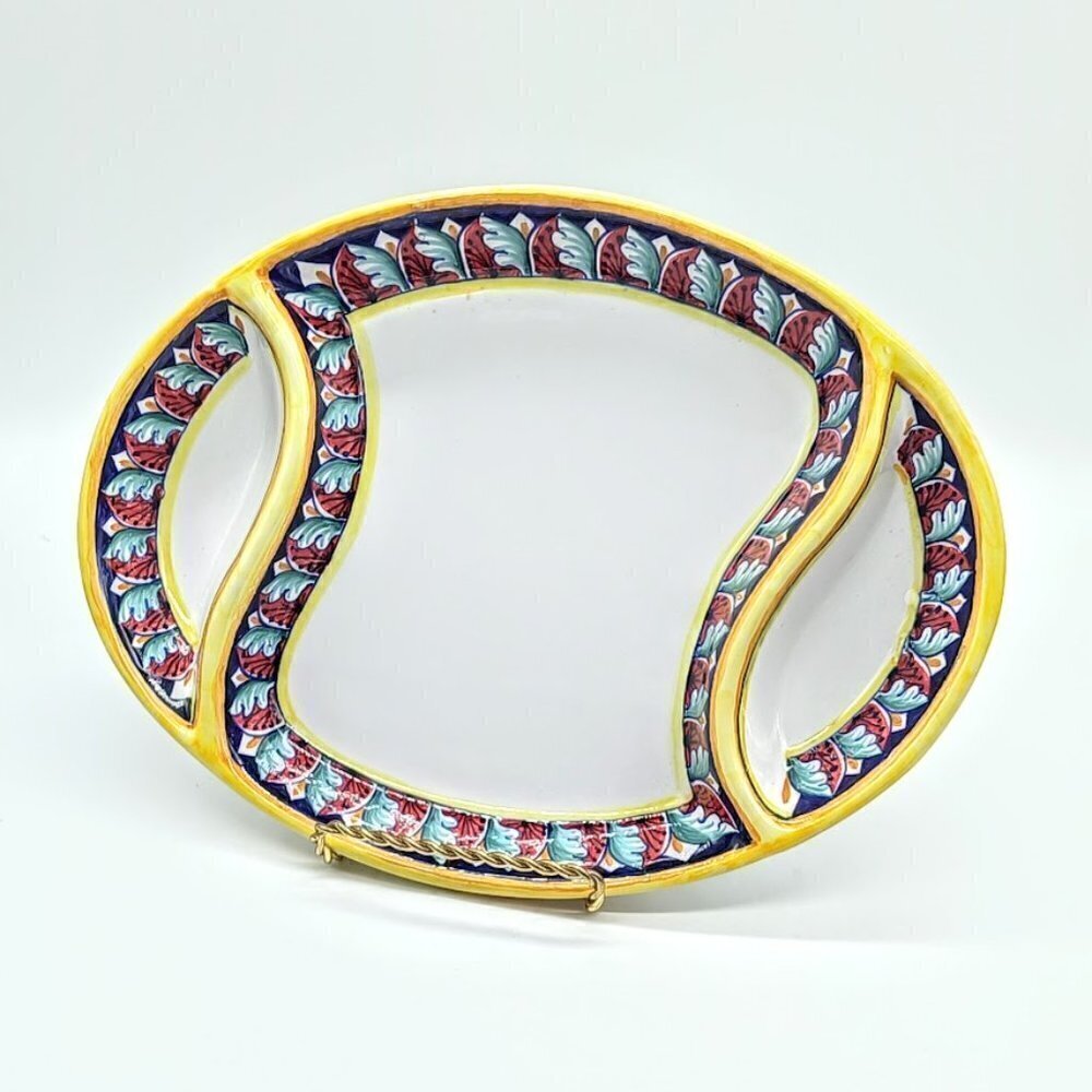 Artistica Made in Italy Divided Oval Ceramic Serving Tray